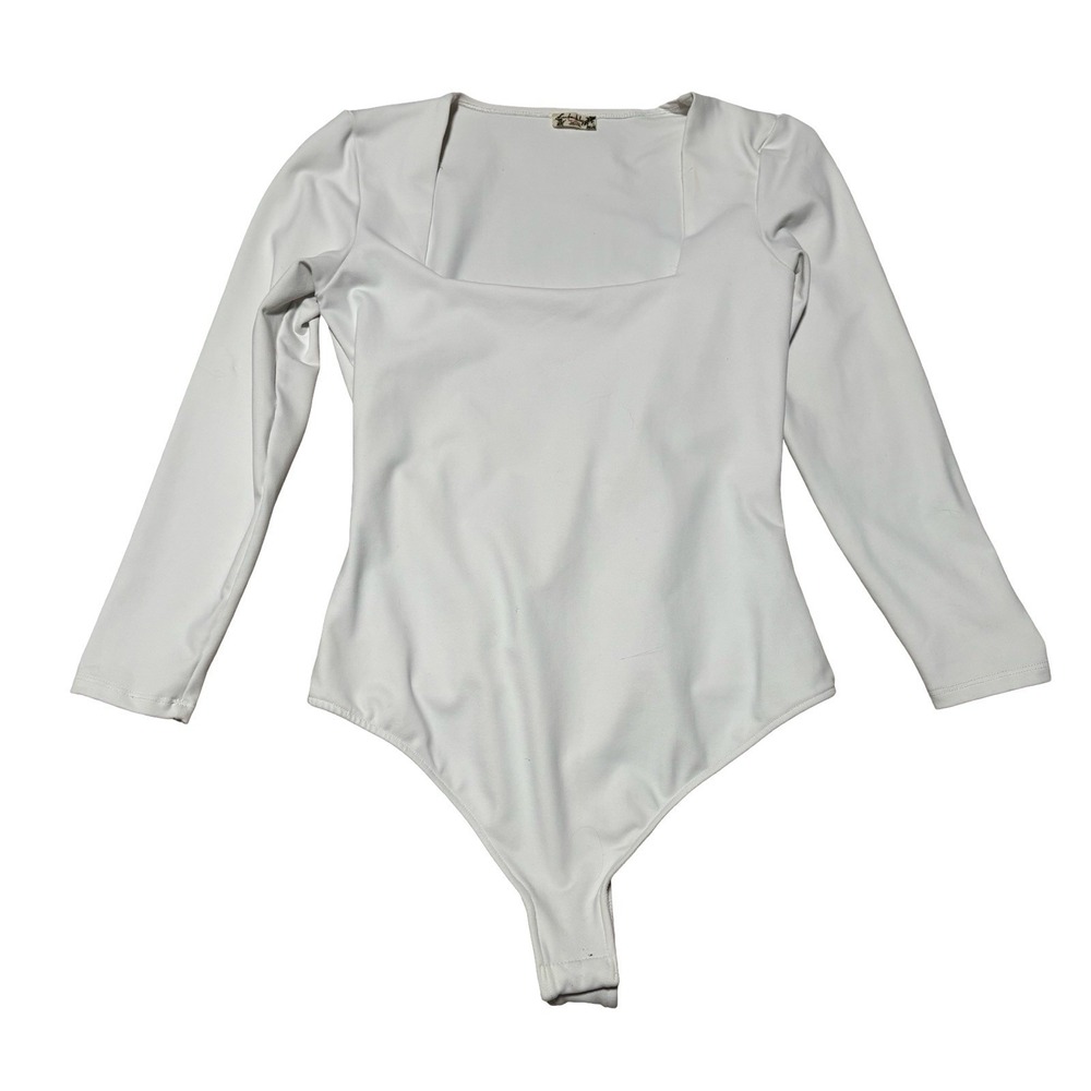 Free People Intimately White Truth Or Square‎ Long Sleeve Women's Bodysuit Sz S